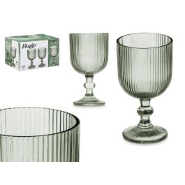 Copa Verde Musgo Rayas 370 ml Vivalto - Vidrio 8.7x16.3x8.7 cm (24 Unidades)