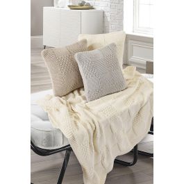 DKD Home Decor Cojín Urban Beige de Punto 45x45 cm Poliéster con Cremallera (2 Unidades)