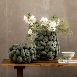 Jarrón Verde Cerámica Decoración 31,50 X 31,50 X 23 cm