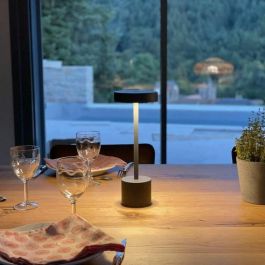 Lumisky LUM3666162002114 Lámpara de Mesa Inalámbrica ROBY LED - 30 cm, Gris Oscuro, Acabado Táctil de Aluminio