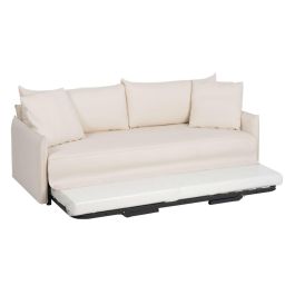 Sofá Cama 200 x 94 x 86 cm Tejido Sintético Crema