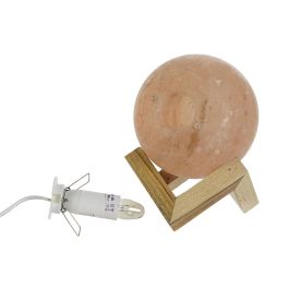 Lámpara de mesa DKD Home Decor Marrón Rosa Sal Acacia 15 W 220 V 15 x 15 x 20 cm