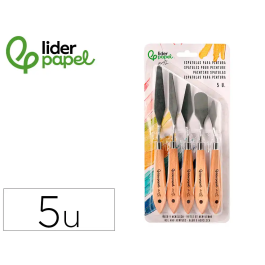 Liderpapel Espatula para Pintura, Juego de 5 Unidades Metálica Mango de Madera Tamaños Surtidos Certificado FSC Precio: 14.3748. SKU: B14XXR877L