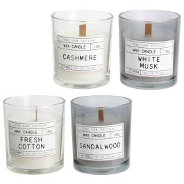 Home Deco Factory Vela Cera 120G Apothicaire Vaso Cristal Mecha Madera Aromas Variados