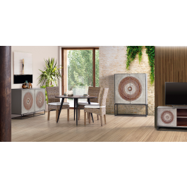 Giner y Colomer Mesa de Comedor Redonda Acacia Maciza con Patas de Metal Negro 120 cm