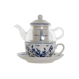 Tetera Atlantico DKD Home Decor Blanco Azul 13.5 x 14 x 16.5 cm Set de 3