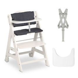 HAUCK HAU1731627400690 Trona Evolutiva BETA+ de Madera FSC con Arnés de 5 Puntos y Ruedas para Bebés de 6 Meses a 90 kg, Gris