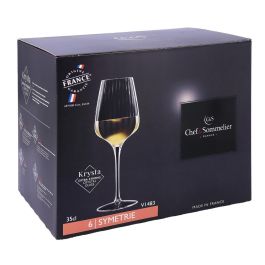 Chef & Sommelier Caja 6 Copas Vino Symetrie 35 cL Transparente Vidrio con Relieve Apto Lavavajillas