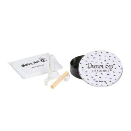 Baby Art Magic Box Round - Caja de Metal con Kit de Manos y Huellas de bebé, Regalo de Nacimiento o Bautismo, Blanco y Negro