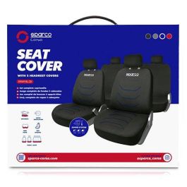 Sparco Cs6 SPCS441BL Juego Fundas de Asiento Coche Modelo Corsa Negro y Azul Universal 5 Cabezales Lavable Polyester Foam 2mm