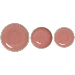 Vajilla Basicos DKD Home Decor Rosa Blanco 27 x 3 x 27 cm Set de 18 Vajilla Basicos DKD Home Decor Rosa Blanco 27 x 3 x 27 cm Set de 18