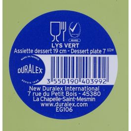 Duralex Plato Postre Verde Lys Ø19 cm (24 Unidades)