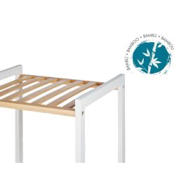 Berilo Estantería Cuadrada 4 Estantes de Bambú y Madera, Color Blanco y Natural, 100.2 cm Alto x 35.2 cm Ancho x 30.2 cm Fondo