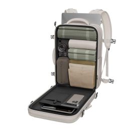 Numada Mochila Explorer Backpack B40 Beige 20L, 40x25x20cm, 13 Compartimentos, Puerto USB, Impermeable