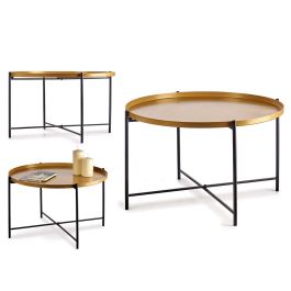 Mesa Redonda Dorada Giftdecor 76.5x46x76.5 cm - Metal, Negro/Oro Precio: 41.59000021. SKU: S3609710