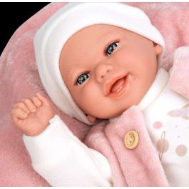 Muñecas Arias Muñeca Elegance Colin Rosa de 40 cm con Manta – Muñeco de Peso para Niños +3 Años