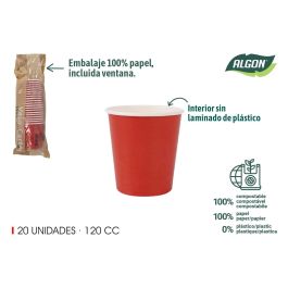 Set de 20 vasos de cartón rojo 120 cc - Algon (24 Unidades) Precio: 15.49999957. SKU: B1BPBJ7JV6
