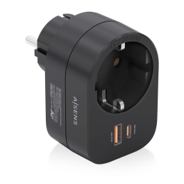 AISENS - REGLETA DE PARED MULTIFUNCION CON 1 TOMA + 1xUSB-C 20W PD3.0, 1xUSB-A 20W QC3.0, NEGRO Precio: 8.49999953. SKU: B13VDW8GBR
