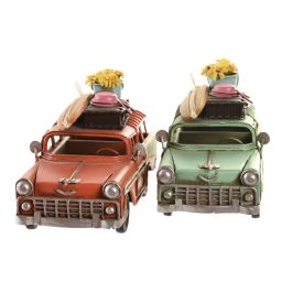 DKD Home Decor Vehiculo Decoracion Vintage Naranja Verde Menta 7.5 x 8.5 x 16.5 cm (4 Unidades)