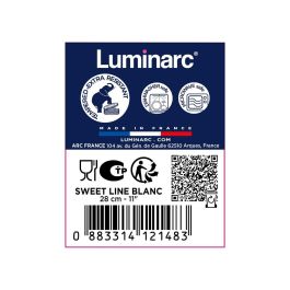 Luminarc Fuente Rectangular Sweet Line de Vidrio Templado Opal de 28x23 cm, Blanco, Apta para Horno y Lavavajillas