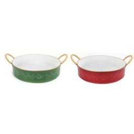 DKD Home Decor Bandeja Navidad Tradicional de Metal Verde Rojo (Largo 29cm, Ancho 36cm, Alto 6.5cm) - Surtido Aleatorio - 4 Unidades