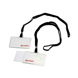 Grafoplás Portadistintivos Inyectado con Cordón Negro 65x95 mm Pack 50 Unidades