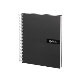 Liderpapel Cuaderno espiral A4 Crafty tapa forrada 80 hojas 90gr cuadro 4mm con margen color negro