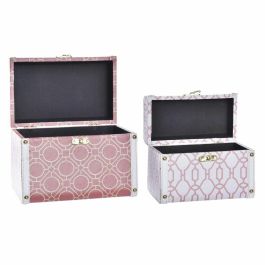 Caja Sixties DKD Home Decor Naranja Blanco 18 x 19 x 24 cm Set de 2