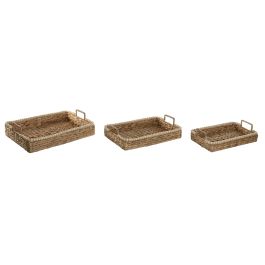 DKD Home Decor Bandeja Tropical de Jacinto de Agua y Madera Natural 44x31x12 cm - Set de 3 Piezas (2 Unidades) Precio: 60.5. SKU: B1ACBVTFAT