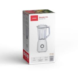 Livoo LIV1713288599839 Batidora de Vaso Eléctrica 1.5 Litros 600W de Potencia, 22000 RPM, 2 Velocidades y Función Turbo, Color Blanco