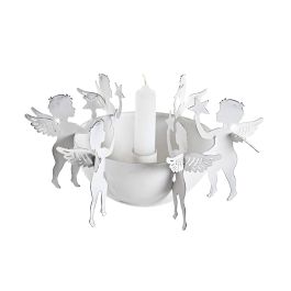 Portavela Navidad Moderna DKD Home Decor Blanco 11 x 24 x 24 cm (2 Unidades)