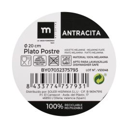 Plato Postre Melamina Antracita 20 cm - La Mediterranea (24 Unidades) Plato Postre Melamina Antracita 20 cm - La Mediterranea (24 Unidades)