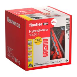 Fischer Taco Hybridpower + Tornillos Avellanados TX40, Ø7x90mm y Ø10x87mm, Caja 10 Uds