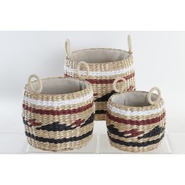 DKD Home Decor Cesta Organizador de Fibra Colonial Natural Granate 30x30x25 cm Set de 3 Piezas para Decoración y Almacenamiento DKD Home Decor Cesta Organizador de Fibra Colonial Natural Granate 30x30x25 cm Set de 3 Piezas para Decoración y Almacenamiento