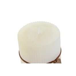 DKD Home Decor Vela de Cera Blanca Fragancia Algodón, 80h Duración, 450g - Acabado Rayado 7x7x15 cm - Pack 12 Unidades