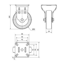 Ruedas Alex Rueda Fija Gris Poliamix Goma Placa Eje Liso Carga Máx. 60 kg Ø 8 cm