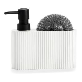 Andrea House Dispensador de jabón con estropajo blanco/negro 300ml cc71086