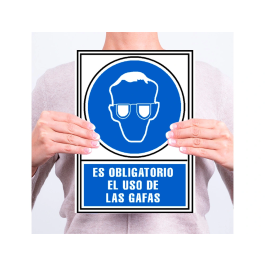 Archivo 2000 Señal Obligatorio Uso de Gafas PVC Azul Luminiscente 210x297 mm