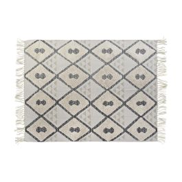 DKD Home Decor Alfombra Moderna con Diseño Geométrico de Rombos Color Beige 230 x 160 cm, Mezcla de Algodón y Poliéster, 1500 gsm