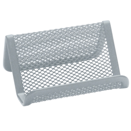 Q-connect Portatarjetas de Metal Plateado 11x7.5x5 cm Capacidad 30-40 Tarjetas