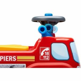 Falk correpasillos camión de bomberos para bebés y niños con asiento abatible, volante direccional y bocina