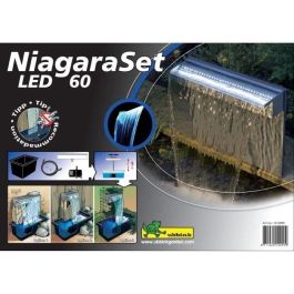 Ubbink Kit Cascada Niagara 60 LED Cuchilla Agua Acero Inoxidable 60 cm Bomba 3900L/h Depósito 65L Altura Máx. 50cm