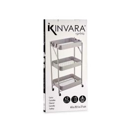 Carro 3 Alturas Plegable Gris Kinvara 29.5x78.5x45.5 cm, Acero y Plástico Carro 3 Alturas Plegable Gris Kinvara 29.5x78.5x45.5 cm, Acero y Plástico