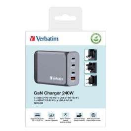 Verbatim Gnc-240 Cargador Pared Gan 240 W Usb-A 3.0 Y 3Xusb-C 3.0 Verbatim Gnc-240 Cargador Pared Gan 240 W Usb-A 3.0 Y 3Xusb-C 3.0