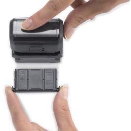 Trodat 4912 Sello de texto/fecha Printy 4.0, 17x46 mm, tinta Azul/Rojo, cuerpo Gris