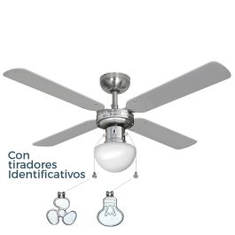 Edm Ventilador de Techo Modelo Caribe Cromado, 50W, Ø102 cm, 3 Velocidades, con Luz E27, IP20