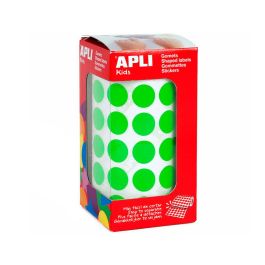 Apli Gomets Redondos 15 mm Rollo Verde -Rollo 2832 Unidades-