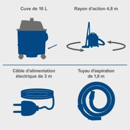 Scheppach Aspiradora en Seco y Húmedo VC16 1200 W Depósito de Plástico 16 L SCH4046664256267