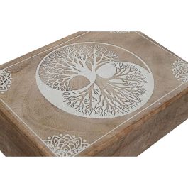 DKD Home Decor National 24a Caja Indio de Madera de Mango Hecha a Mano Blanco Natural 18 x 25.5 x 8 cm Set de 2