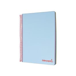 Cuaderno Espiral Liderpapel A5 Micro Wonder Tapa Plastico 120H 90 gr Cuadro 5 mm 5 Bandas 6 Taladros Color Celeste